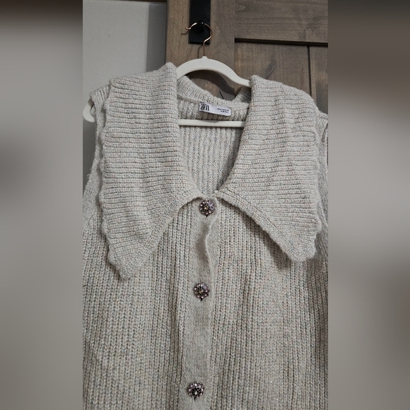 ZARA Gem Button Metallic Bib Collar Knit Vest. Size medium - Picture 10 of 13